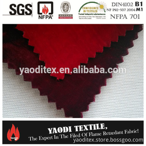 100% polyester fire resistant heavy velvet curtain fabric